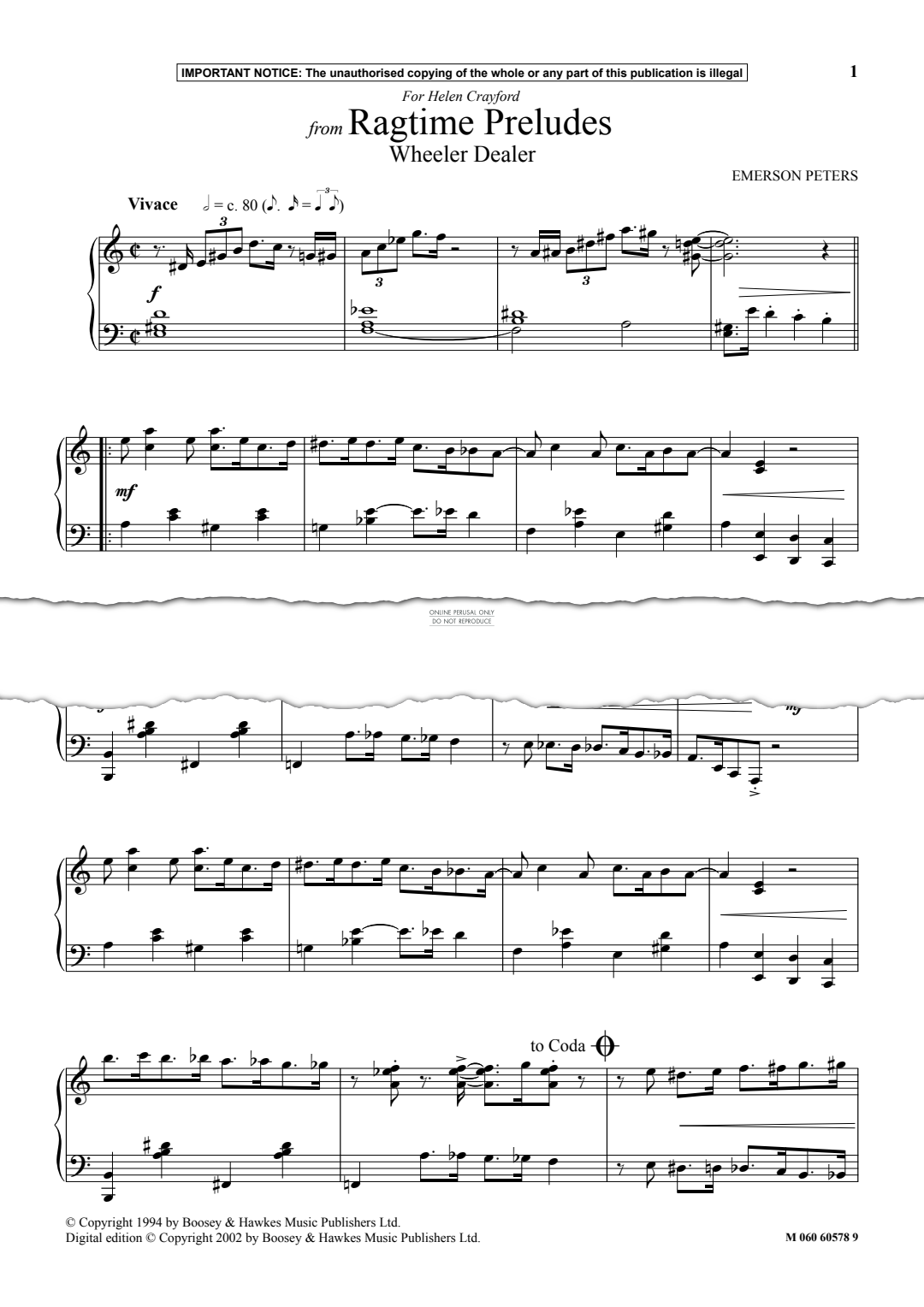 Produktgalerie: Seite 1 von 1 Wheeler Dealer from Ragtime Preludes, Emerson Peters, Klavier