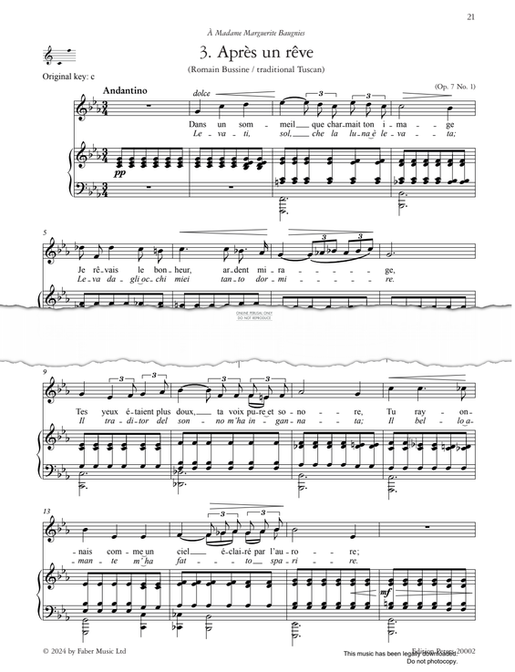 Produktgalerie: Seite 1 von 1 Après un rêve Op.7, No.1, Gabriel Fauré, Gesang, Klavier