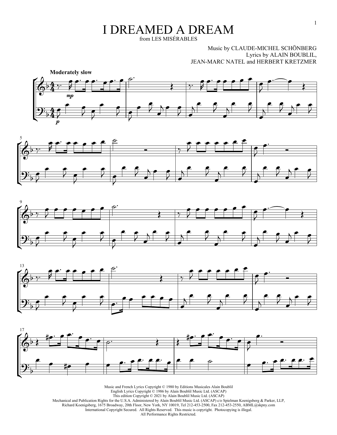 Produktbild zu: I Dreamed A Dream (from Les Miserables)