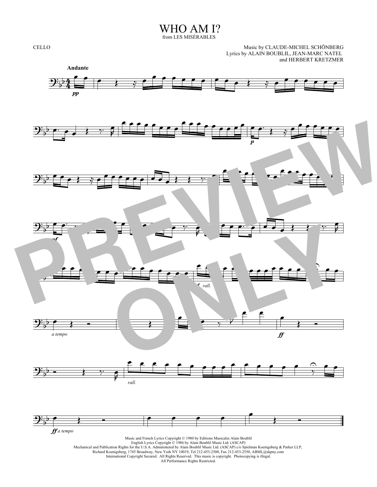 Produktgalerie: Seite 1 von 1 Who Am I?, Claude-Michel Schönberg, Violoncello