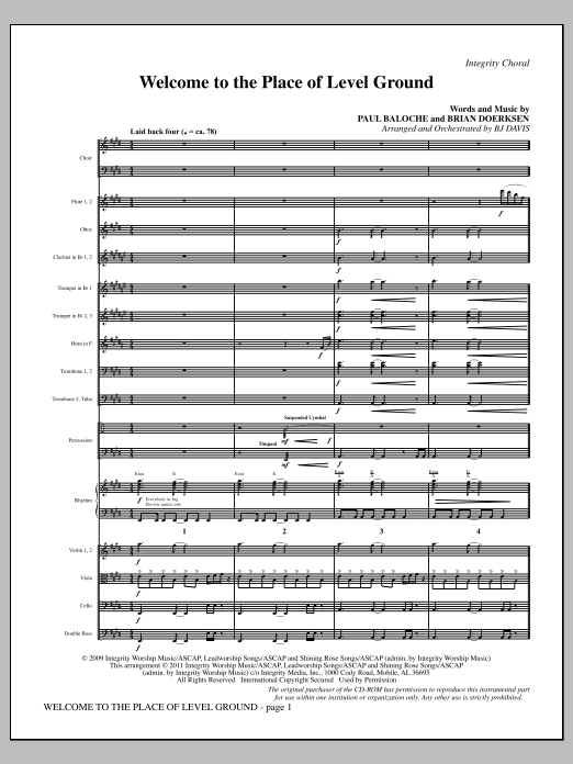 Produktgalerie: Seite 1 von 1 Welcome To The Place Of Level Ground - Full Score, BJ Davis, Chor