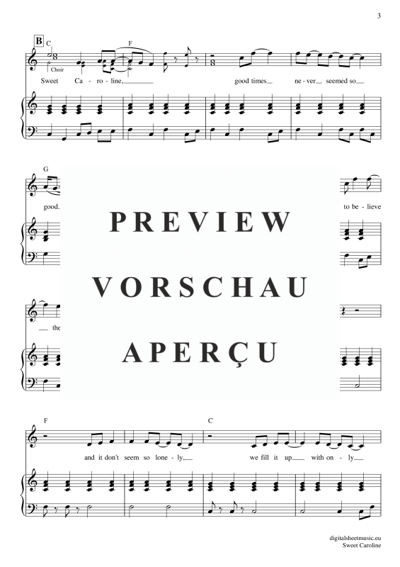 Product gallery: Page 4 of 11 Sweet Caroline , Diamond, Neil, Voice with Piano Accompaniment