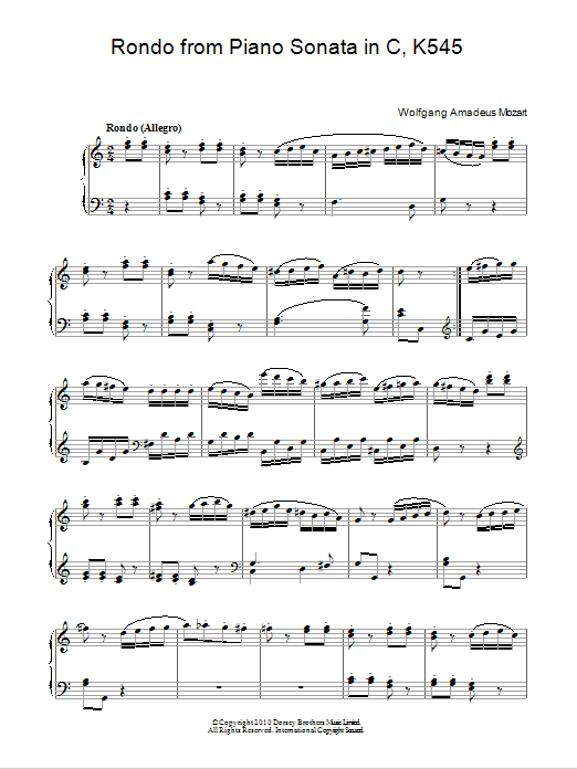 Product gallery: Page 1 of 1 Rondo (from Piano Sonata In C, K545), Wolfgang Amadeus Mozart