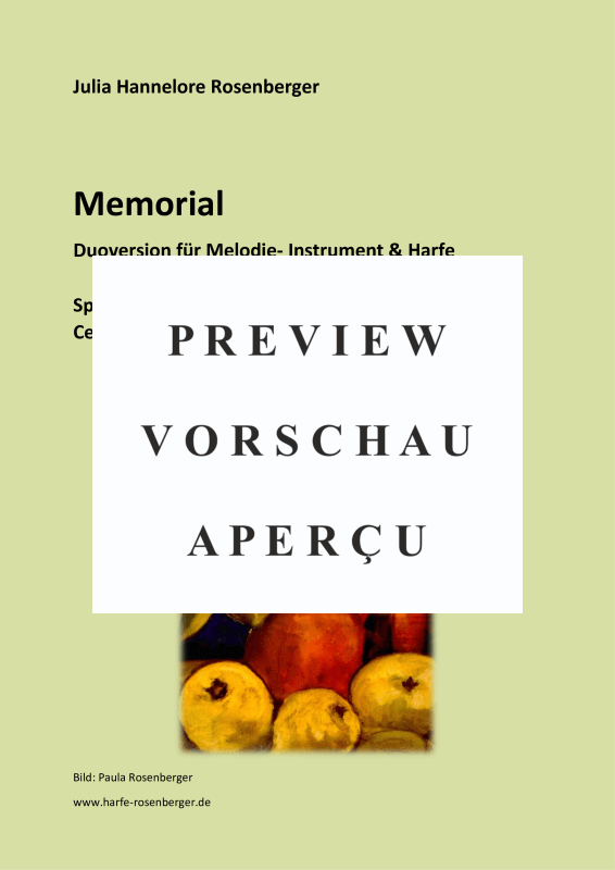 gallery: Memorial, , (Duo for melody instrument hook or pedal harp / piano)