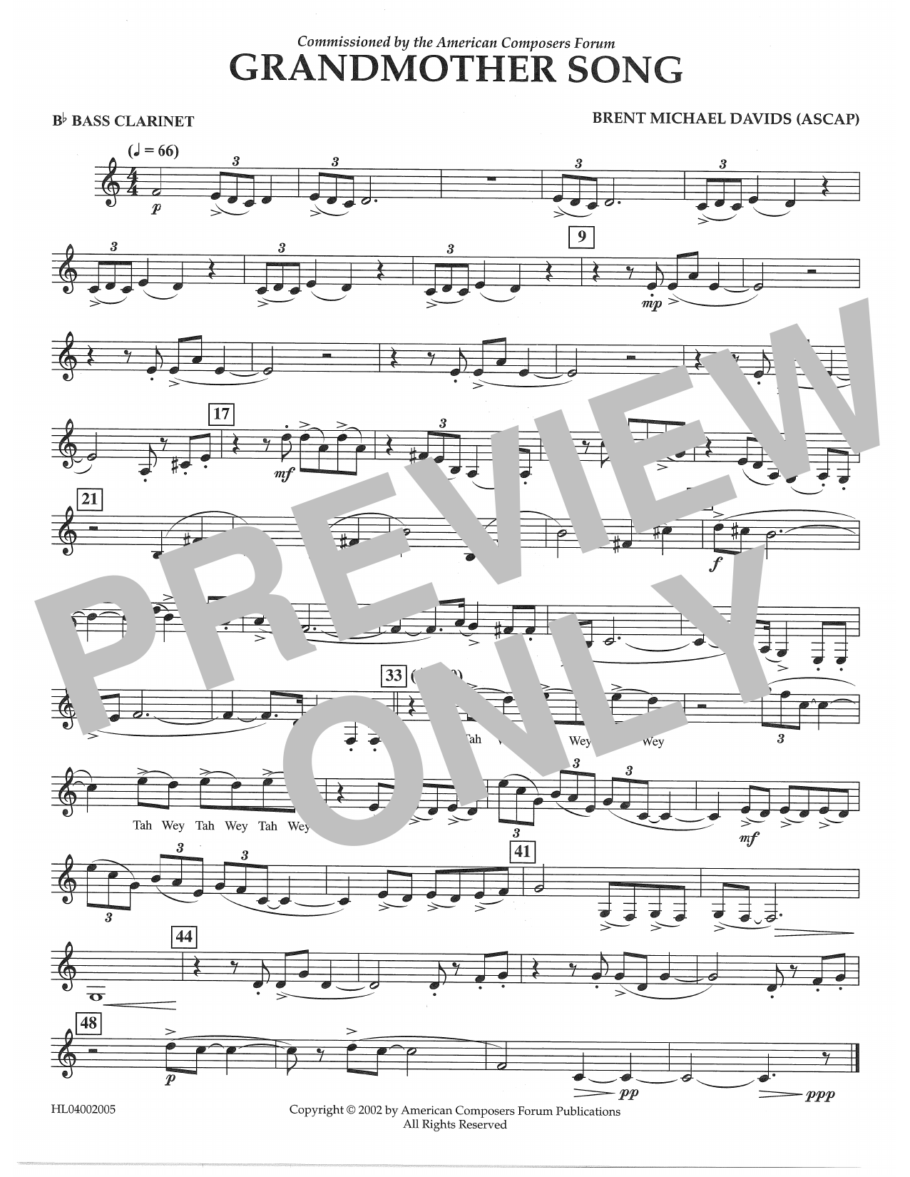 Product picture to: Grandmother Song - Bb Bass Clarinet