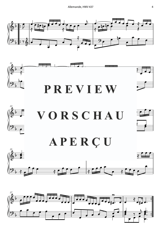 Product gallery: Page 6 of 6 Allemande - Suite Nr. 4 d-Moll HWV 437, , Solo Piano
