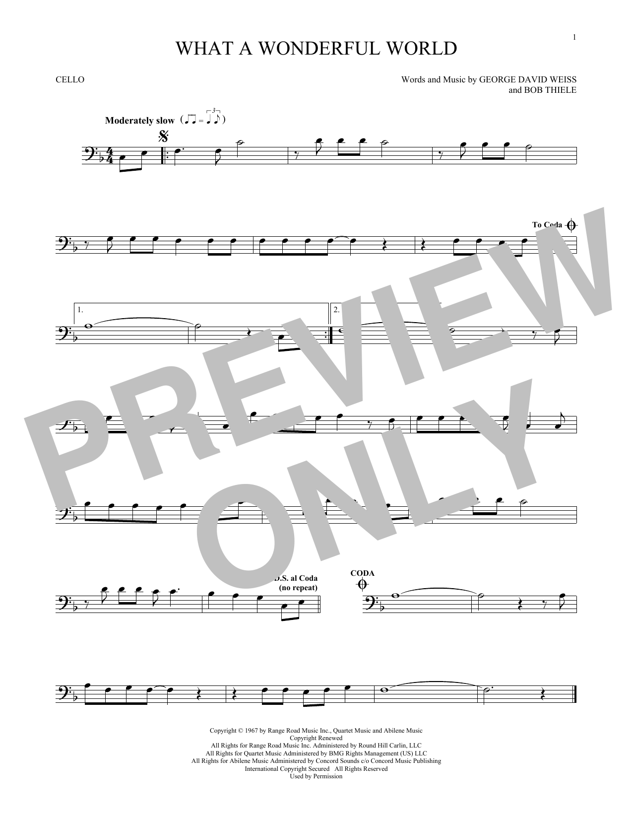 Produktgalerie: Seite 1 von 1 What A Wonderful World, Louis Armstrong, Violoncello