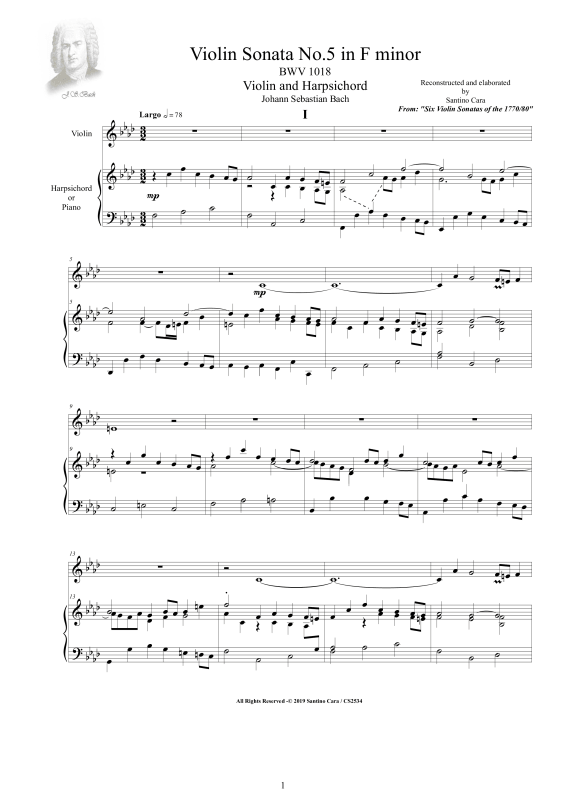 Produktbild zu: Violin Sonate Nr. 5 F-Moll BWV 1018Johann Sebastian Bach