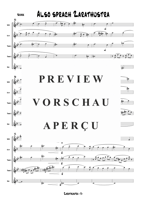 Product gallery: Page 5 of 11 Also sprach Zarathustra, , Saxophone Quintet