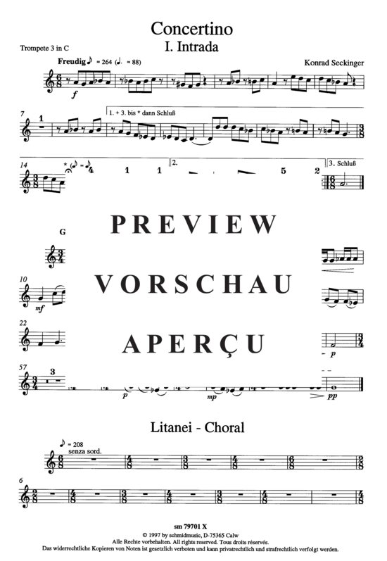 Produktgalerie: Seite 3 von 5 Concertino , , (Blechbläserquintett + Orgel) Trompete 3 in C