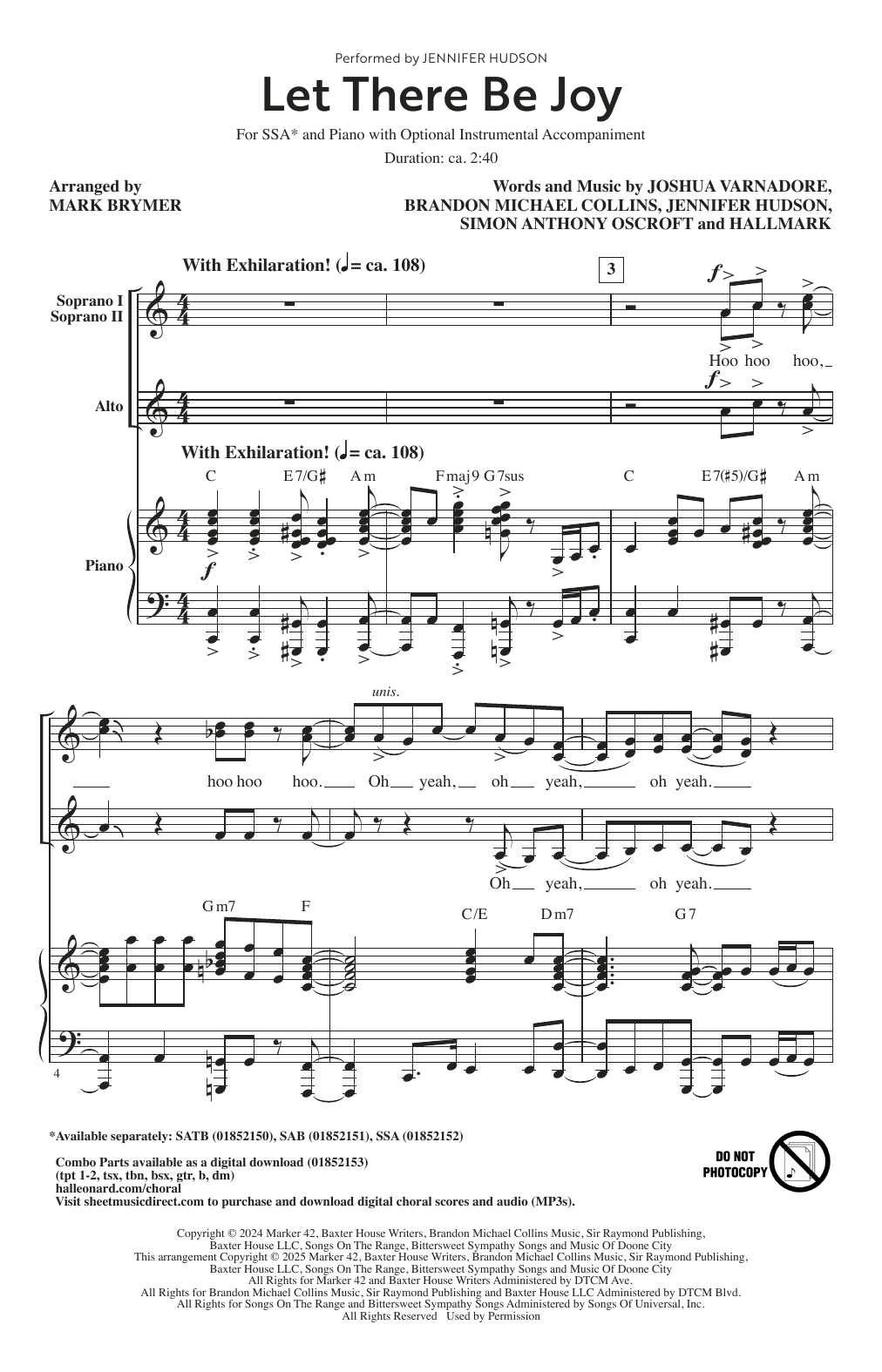 Produktgalerie: Seite 1 von 1 Let There Be Joy (arr. Mark Brymer), Jennifer Hudson, Chor