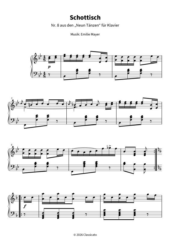 Produktgalerie: Seite 1 von 6 Schottisch - Nr. 8 aus den Neun Tänzen für Klavier, , Klavier Solo