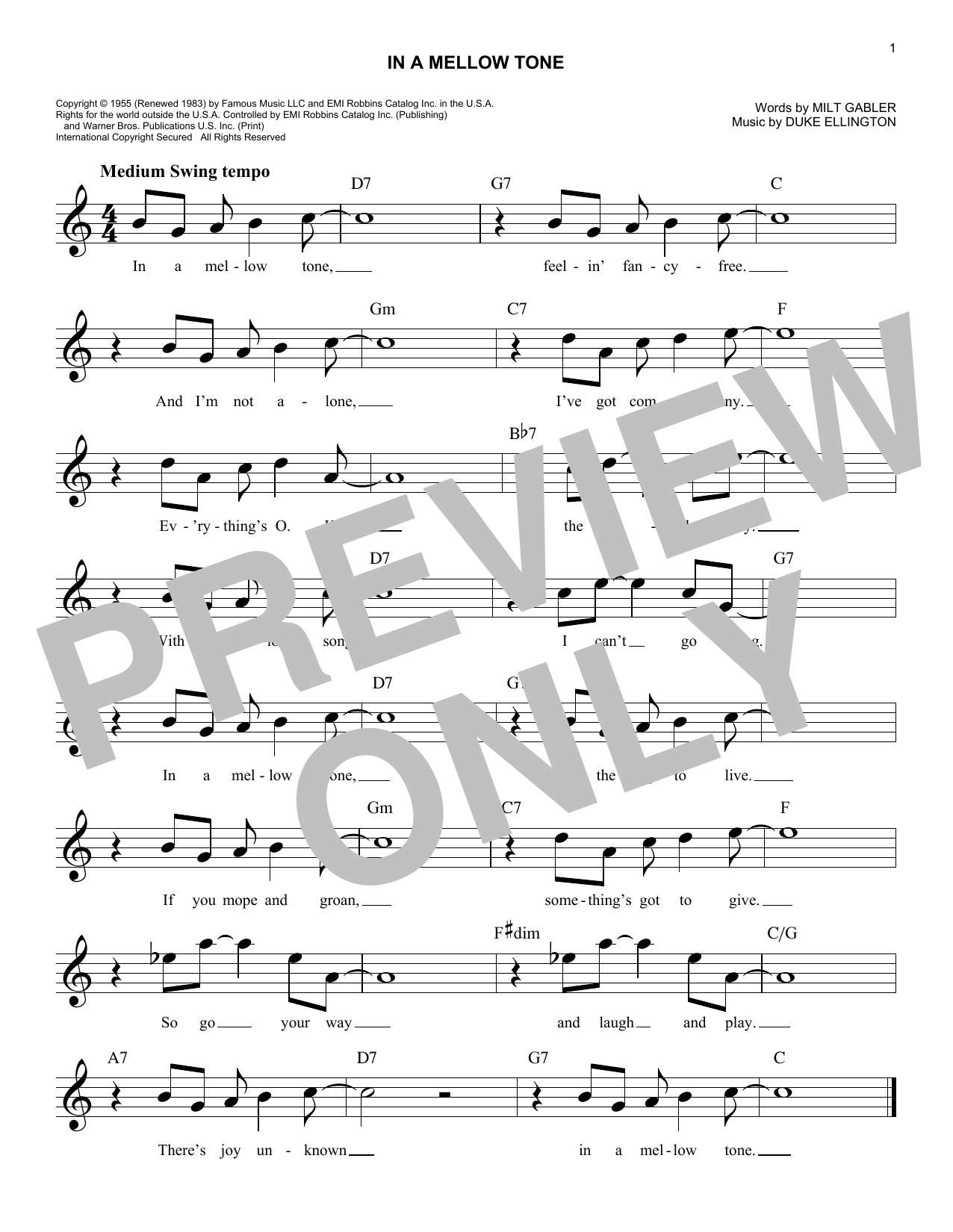 Product picture to:  In A Mellow Tone - Duke Ellington