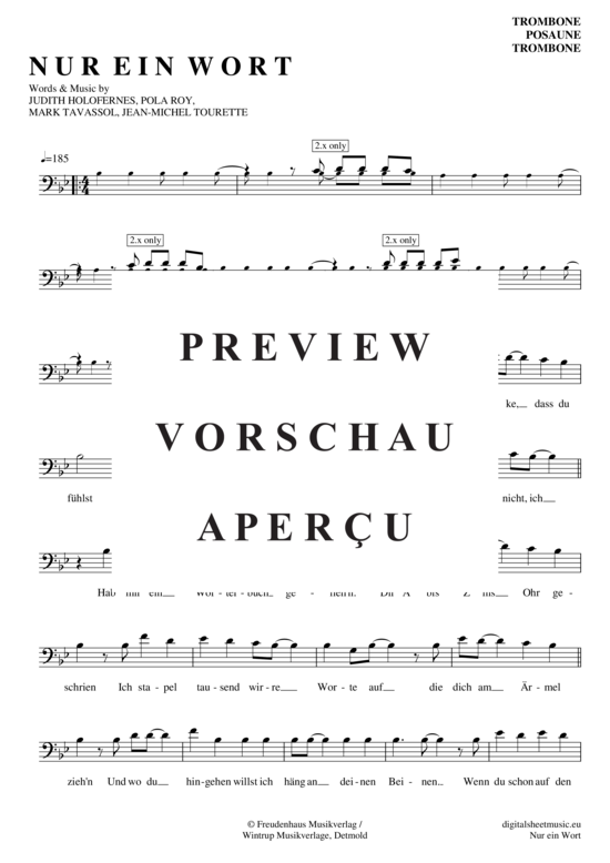 Product gallery: Page 2 of 4 Nur ein Wort , Wir sind Helden, (Posaune / Bariton)