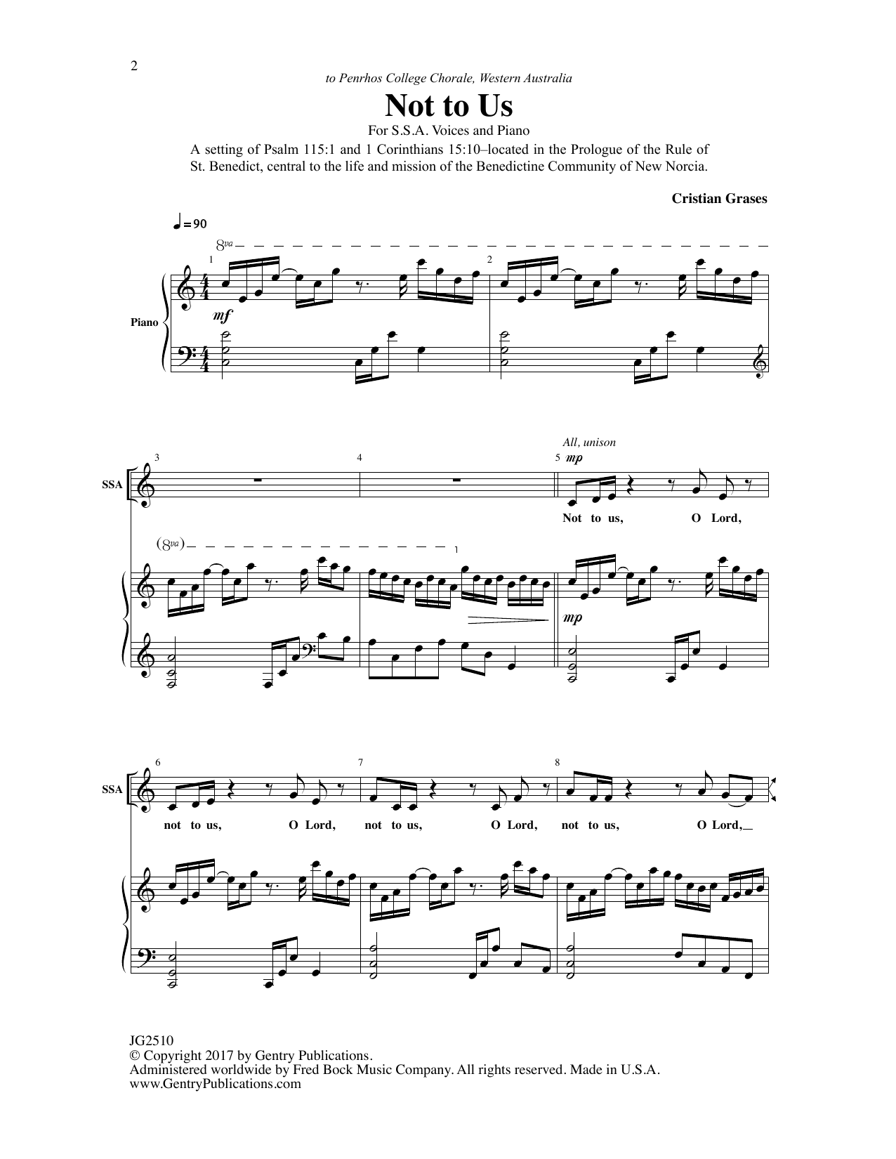 Produktgalerie: Seite 1 von 1 Not to Us, Cristian Grases, Chor