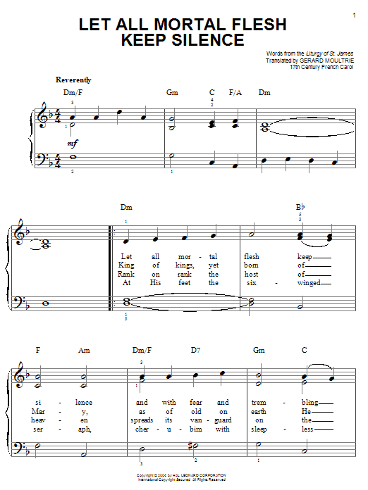 Produktgalerie: Seite 1 von 1 Let All Mortal Flesh Keep Silence, 17th Century French Carol, Klavier