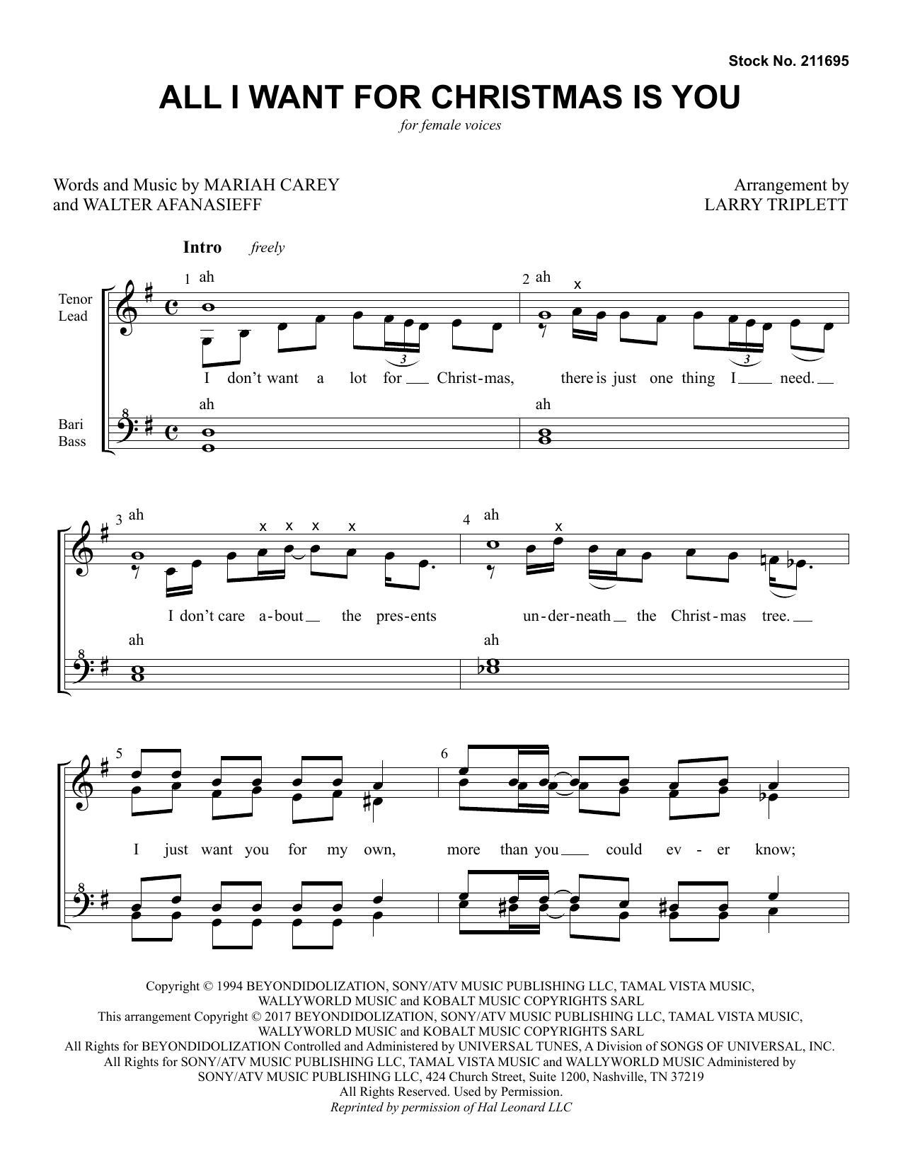 Produktgalerie: Seite 1 von 1 All I Want For Christmas Is You (arr. Larry Triplett), Mariah Carey, Chor