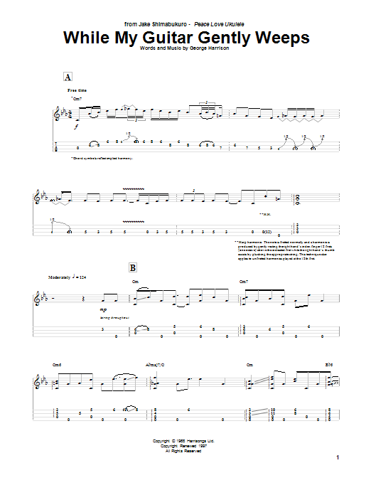 Product gallery: Page 1 of 1 While My Guitar Gently Weeps (arr. Jake Shimabukuro), The Beatles