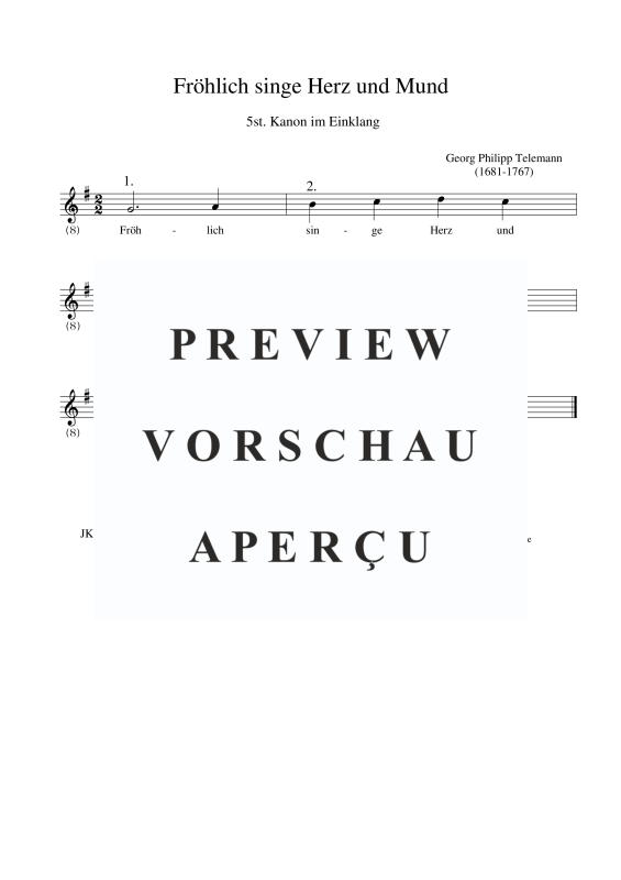 gallery: Fröhlich singe Herz und Mund, , Gemischter Chor 5-stimmig - Kanon im Einklang