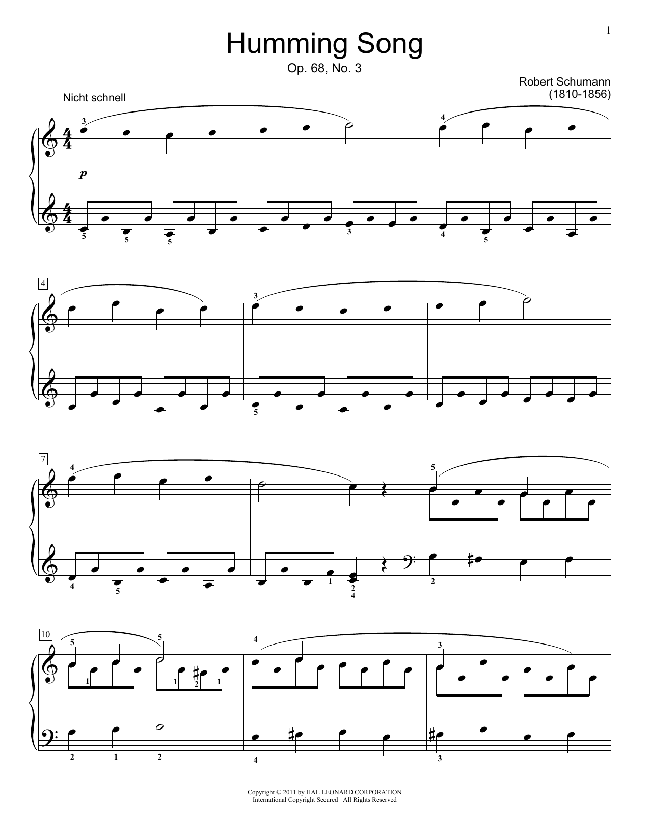 Product picture to: Humming Song, Op.68 #3
