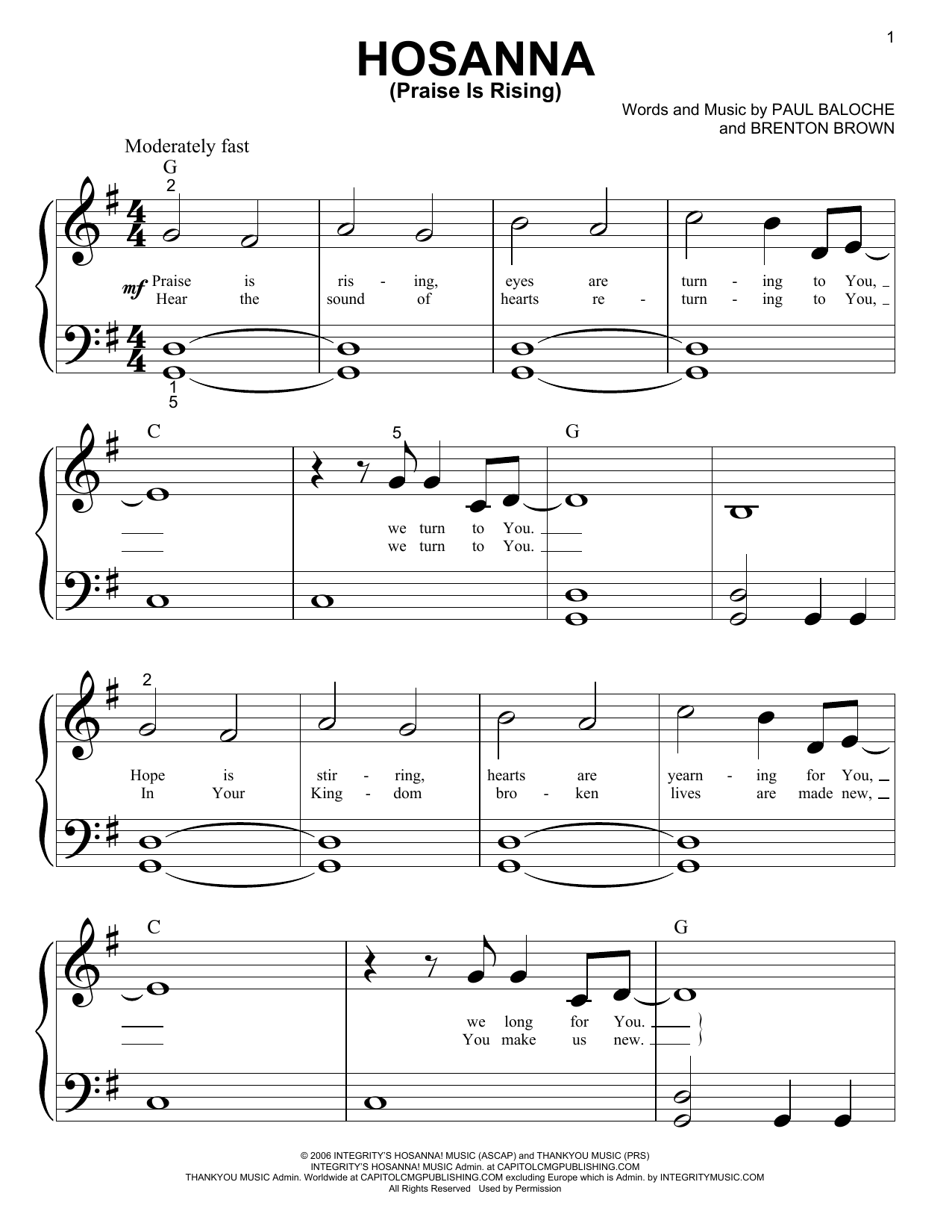 Produktgalerie: Seite 1 von 1 Hosanna (Praise Is Rising), Paul Baloche, Klavier