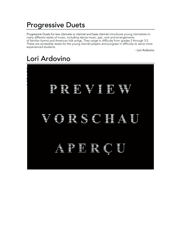 Product gallery: Page 4 of 11 Progressive Duets, , (2 clarinets or clarinet and bass clarinet)