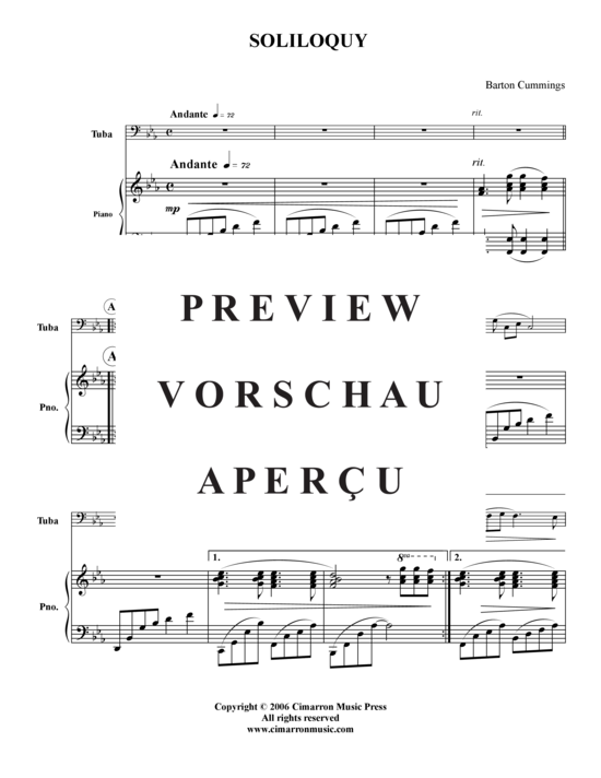 Product gallery: Page 2 of 6 Soliloquy , , (tuba + piano)