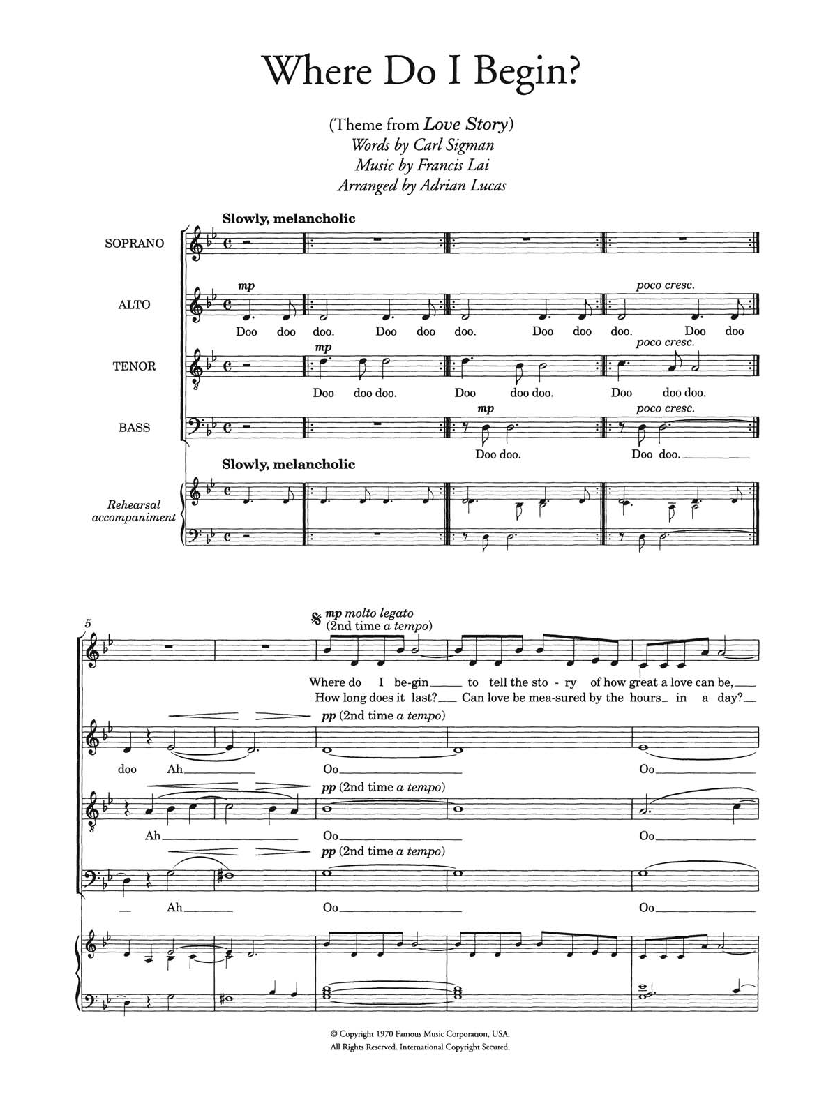 Produktbild zu: Where Do I Begin (theme from Love Story) (arr. Adrian Lucas)