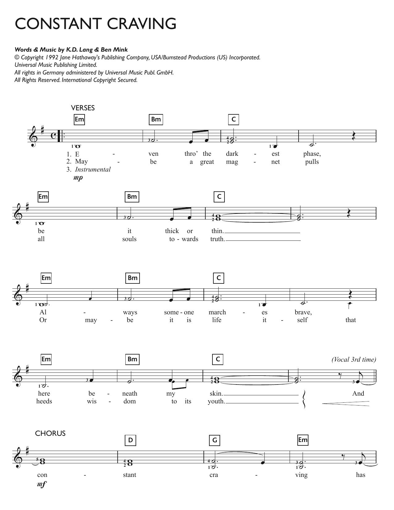 Produktgalerie: Seite 1 von 1 Constant Craving, k.d. lang, Melodieinstrument