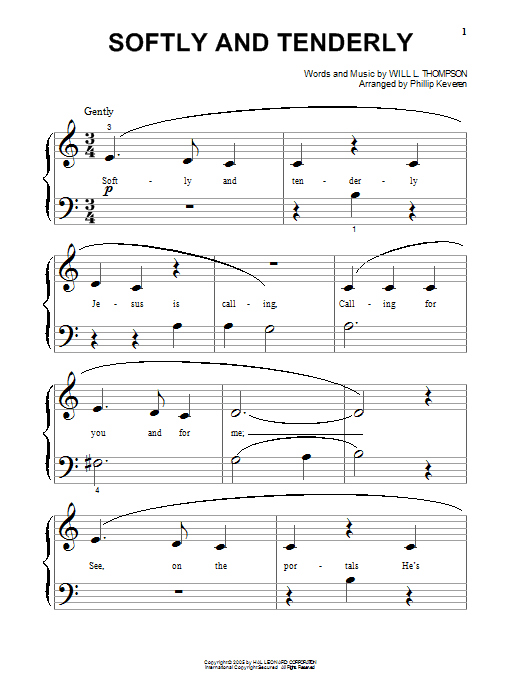 Produktgalerie: Seite 1 von 1 Softly And Tenderly (arr. Phillip Keveren), Will L. Thompson, Klavier