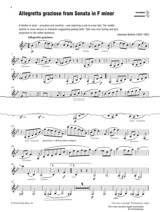 Produktgalerie: Seite 1 von 1 Allegretto grazioso from Sonata in F minor, Johannes Brahms, Klarinette, Klavier