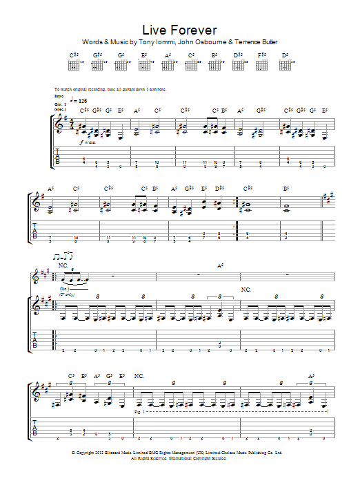 Produktgalerie: Seite 1 von 1 Live Forever, Black Sabbath, Gitarre