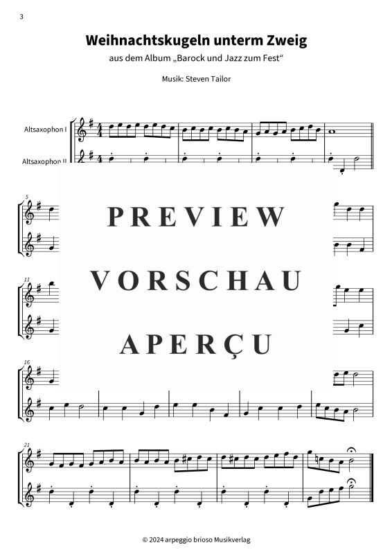 Product gallery: Page 1 of 7 Weihnachtskugeln unterm Zweig - aus dem Album Barock und Jazz zum Fest, , (Duet 2x alto saxophone)