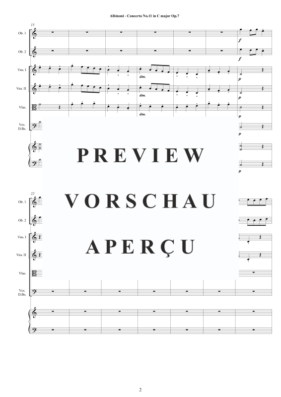 Product gallery: Page 3 of 11 Concerto No.11 in C-Dur Op.7, , 2 Solo Oboes, String Ensemble, and Harpsichord (Bc)