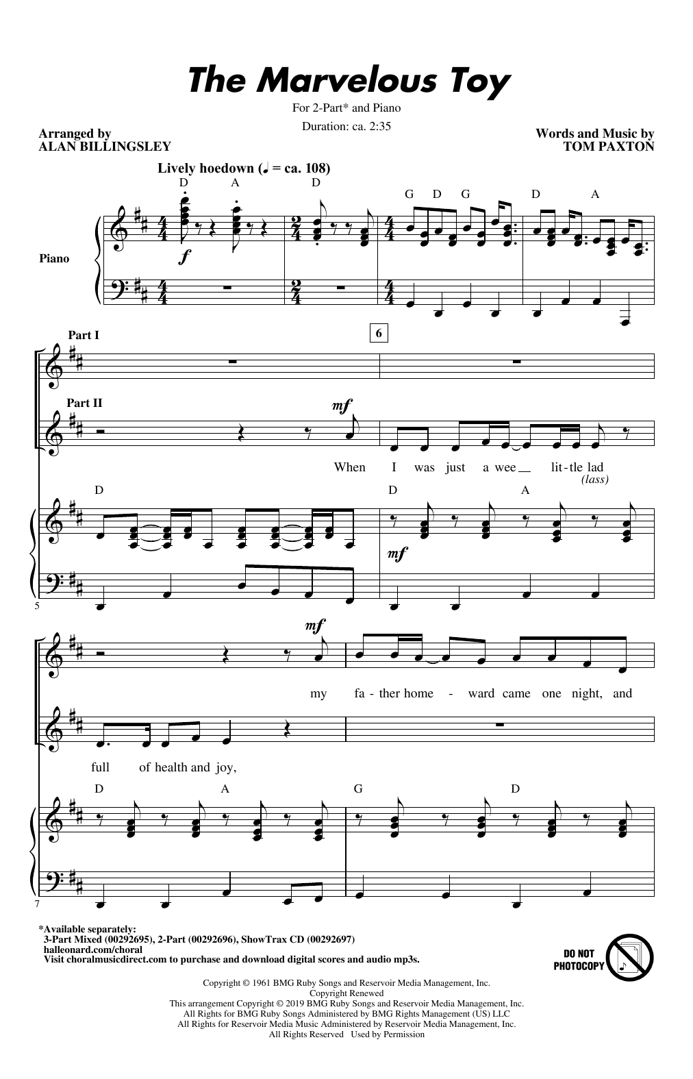 Product picture to: The Marvelous Toy (arr. Alan Billingsley)