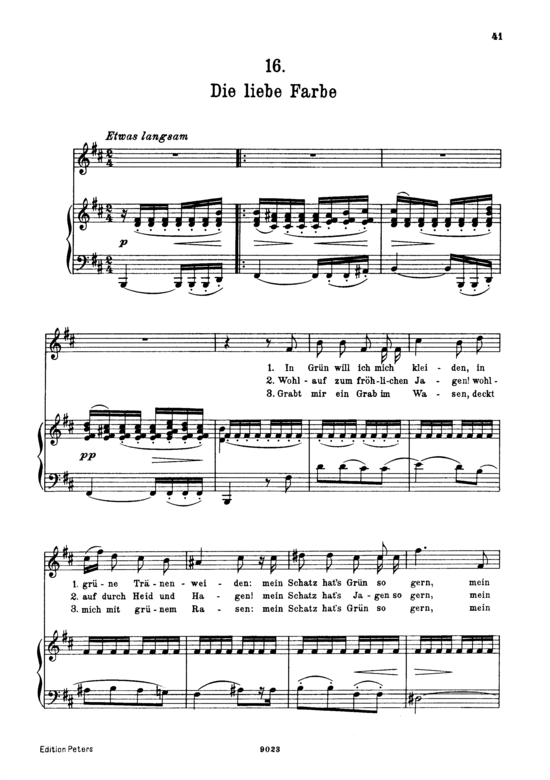 gallery: Die liebe Farbe D.795-16 (Die Schöne Müllerin) , ,  (voice high + piano)