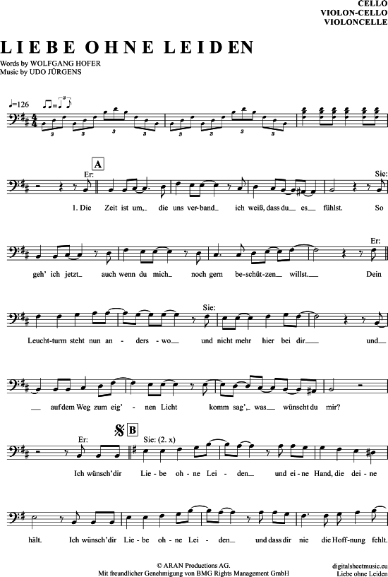 Produktgalerie: Seite 1 von 4 Liebe Ohne Leiden , Jürgens, Udo, (Violon-Cello)