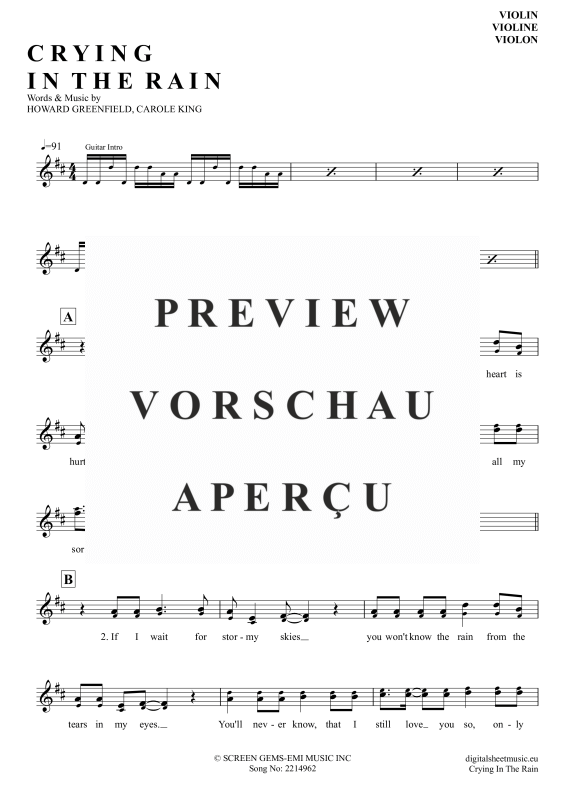 Product gallery: Page 2 of 4 Crying In The Rain , A-Ha, (violin)