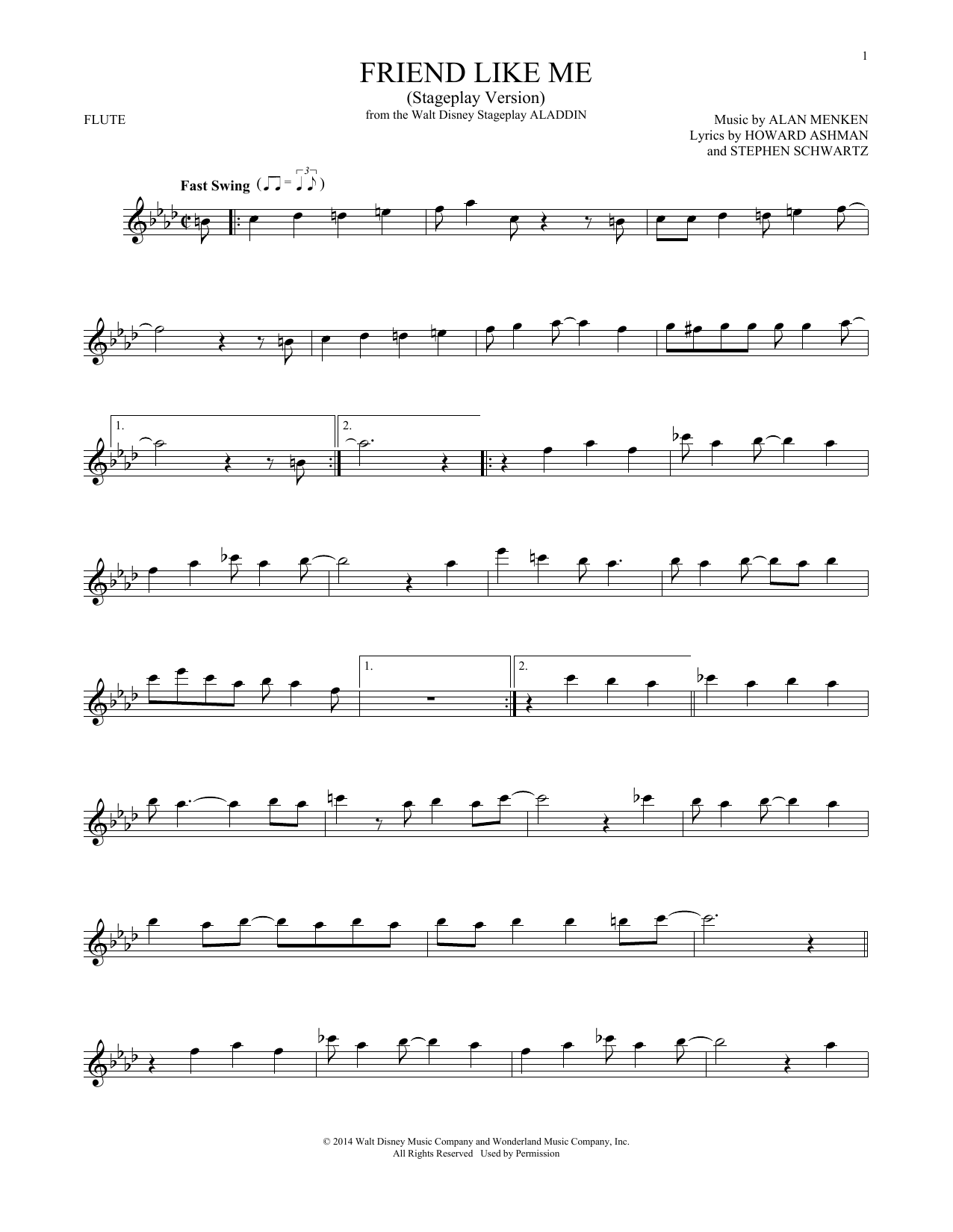 Product gallery: Page 1 of 1 Friend Like Me (Stageplay Version) (from Aladdin: The Broadway Musical), Alan Menken, Howard Ashman & Stephen Schwartz