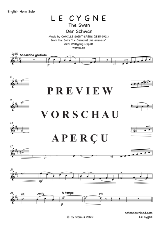 Product gallery: Page 5 of 5 Der Schwan (Le Cygne) , ,  (cor anglais + piano)