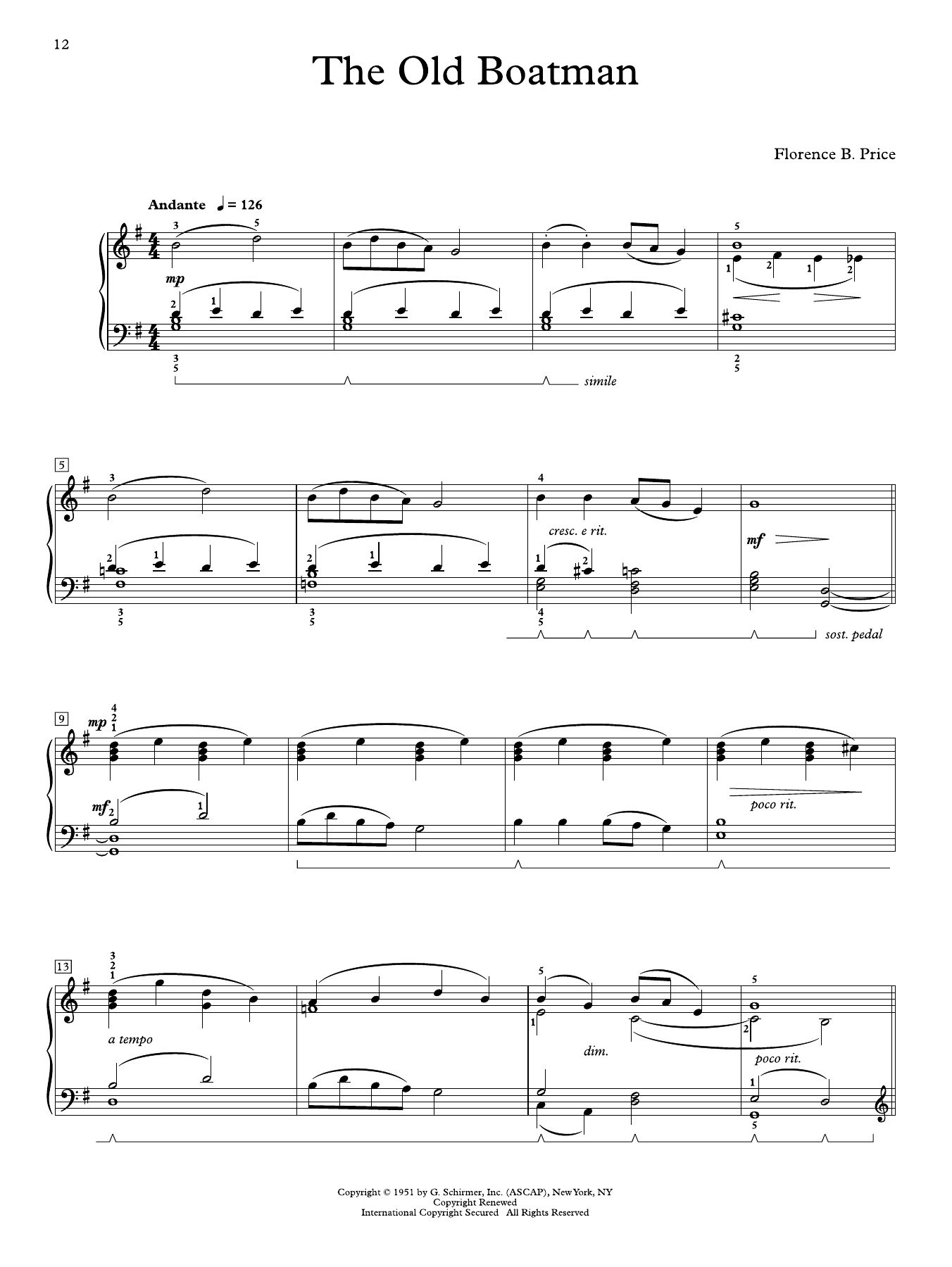 Produktgalerie: Seite 1 von 1 The Old Boatman, Florence Price, Klavier