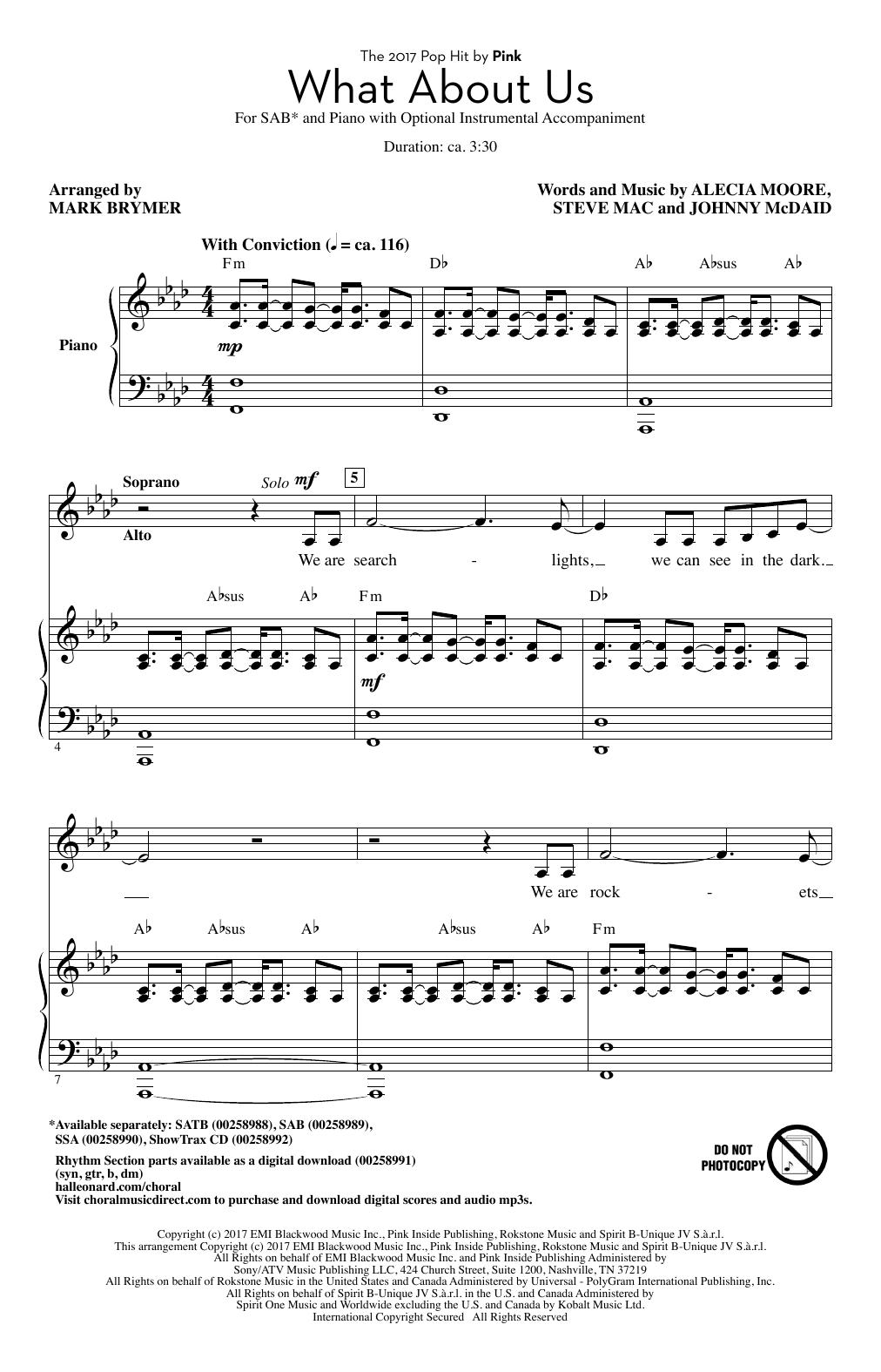 Produktgalerie: Seite 1 von 1 What About Us (arr. Mark Brymer), P!nk, Chor