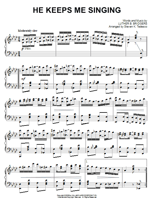 Product gallery: Page 1 of 1 He Keeps Me Singing [Ragtime version], Steven Tedesco