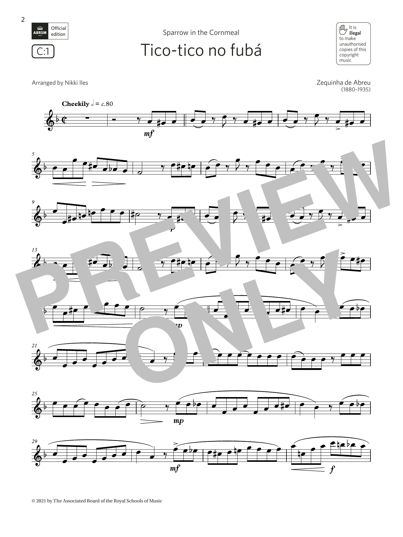 Product gallery: Page 1 of 1 Tico-tico no fubá  (Grade 5 List C1 from the ABRSM Flute syllabus from 2022), Zequinha de Abreu