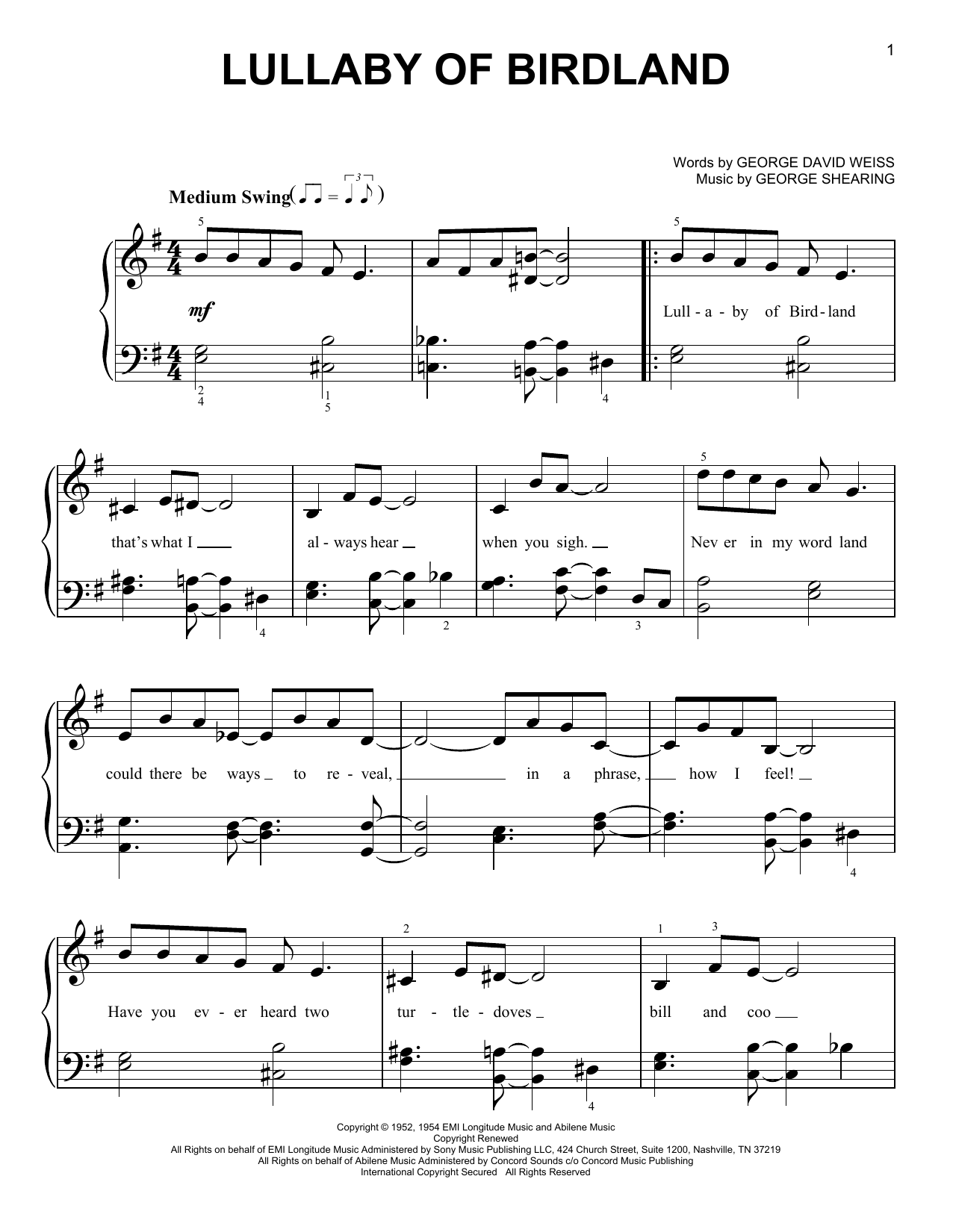 Produktgalerie: Seite 1 von 1 Lullaby Of Birdland, George Shearing, Klavier