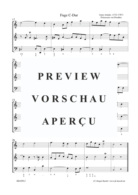 Produktgalerie: Seite 3 von 3 Fuge in C-Dur, , Streicher Ensemble 2 Violinen, Violoncello und Cembalo/Klavier BC