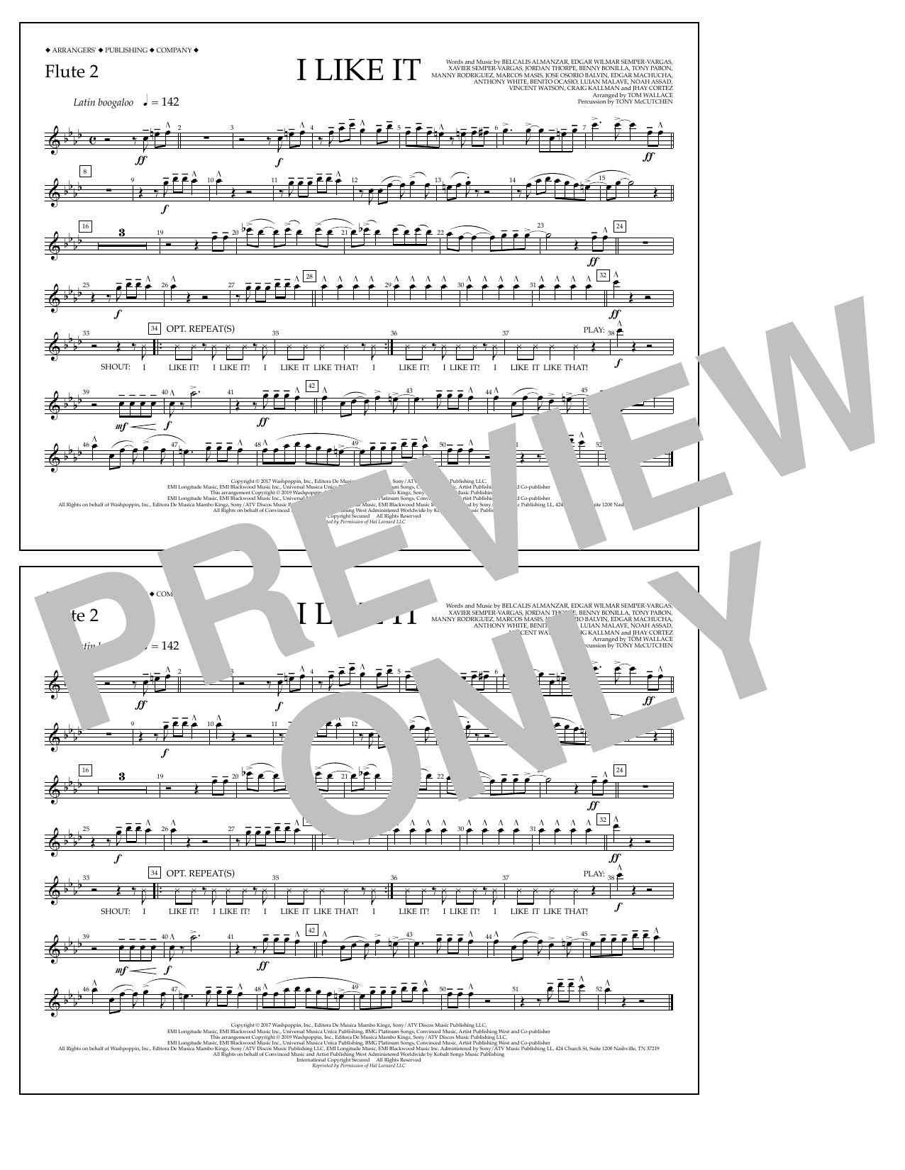 Product gallery: Page 1 of 1 I Like It (arr. Tom Wallace) - Flute 2, Cardi B, Bad Bunny & J Balvin