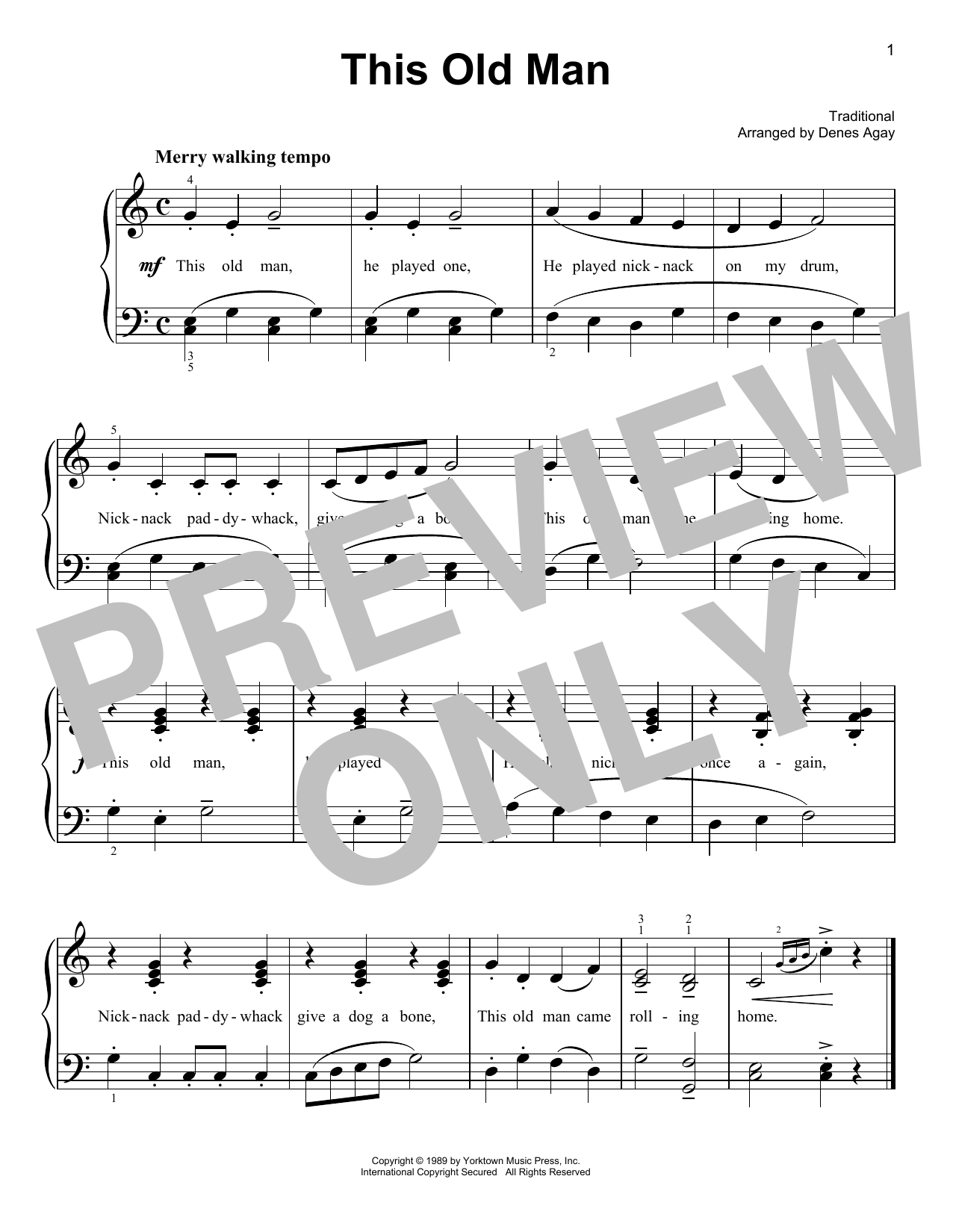 Product picture to: This Old Man (arr. Denes Agay)