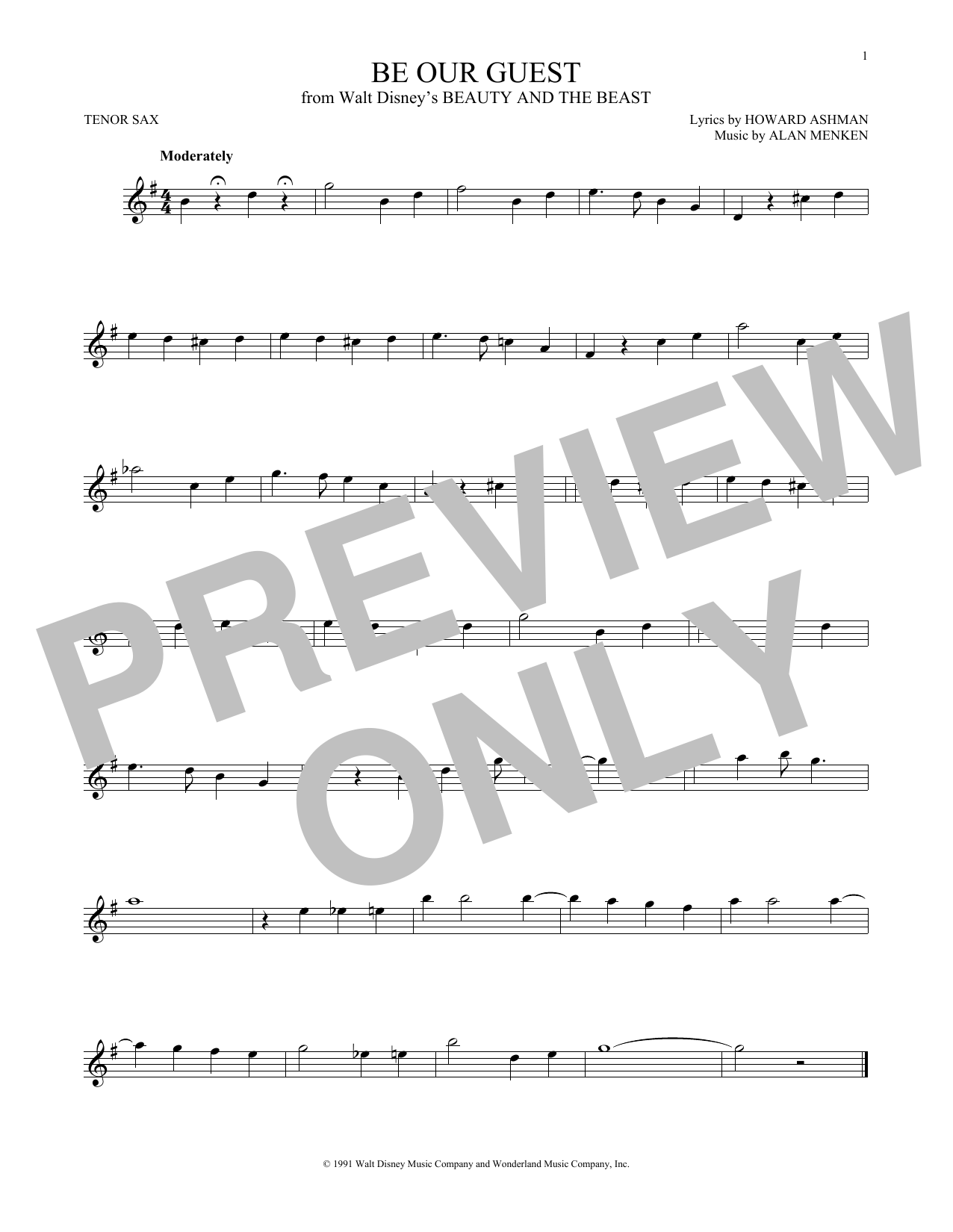 Product gallery: Page 1 of 1 Be Our Guest (from Beauty And The Beast), Alan Menken & Howard Ashman