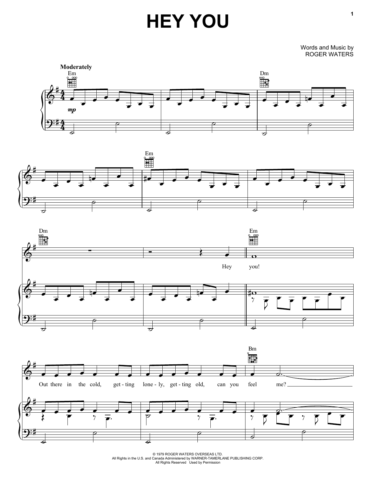 Produktgalerie: Seite 1 von 1 Hey You, Pink Floyd, Gesang, Gitarre, Klavier